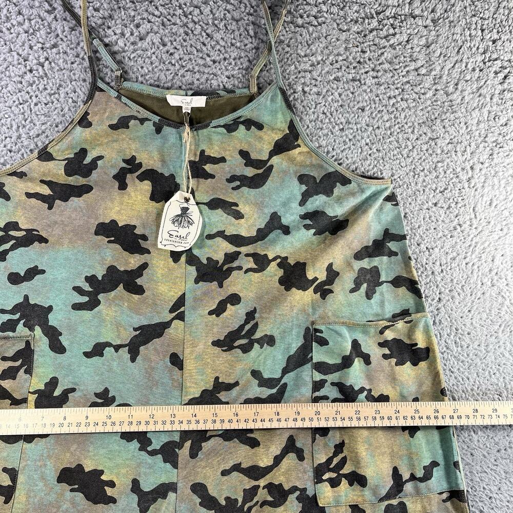 Easel Los Angeles Camo Wide Leg Overalls Jumper Jumpsuit Boho Pockets Medium - Picture 6 of 8